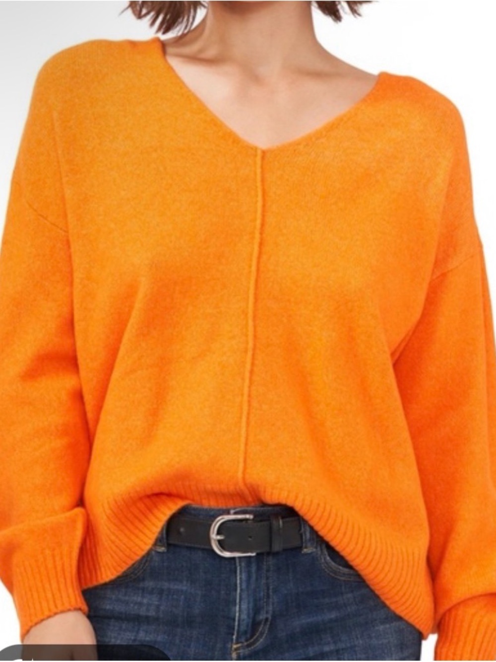 Vince Camuto Tangerine V-Neck Relaxed Knit Sweater